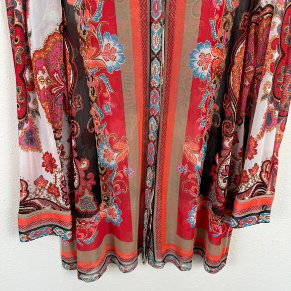Chico's Travelers Sheer Mesh Top Size 2 (US 12/14) Coverup Hippie Boho Retro - Picture 3 of 6